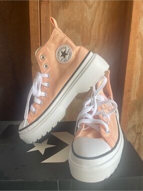 Converse Peach Canvas Platform High-Top Sneakers Lugged Lift High CTAS Corral